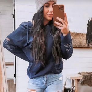 Chelsea Deboer Black Distressed Hoodie